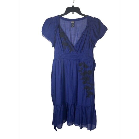 anthropologie Lithe Cotton Embroidered V Neck Dress Size 8 - Picture 2 of 10